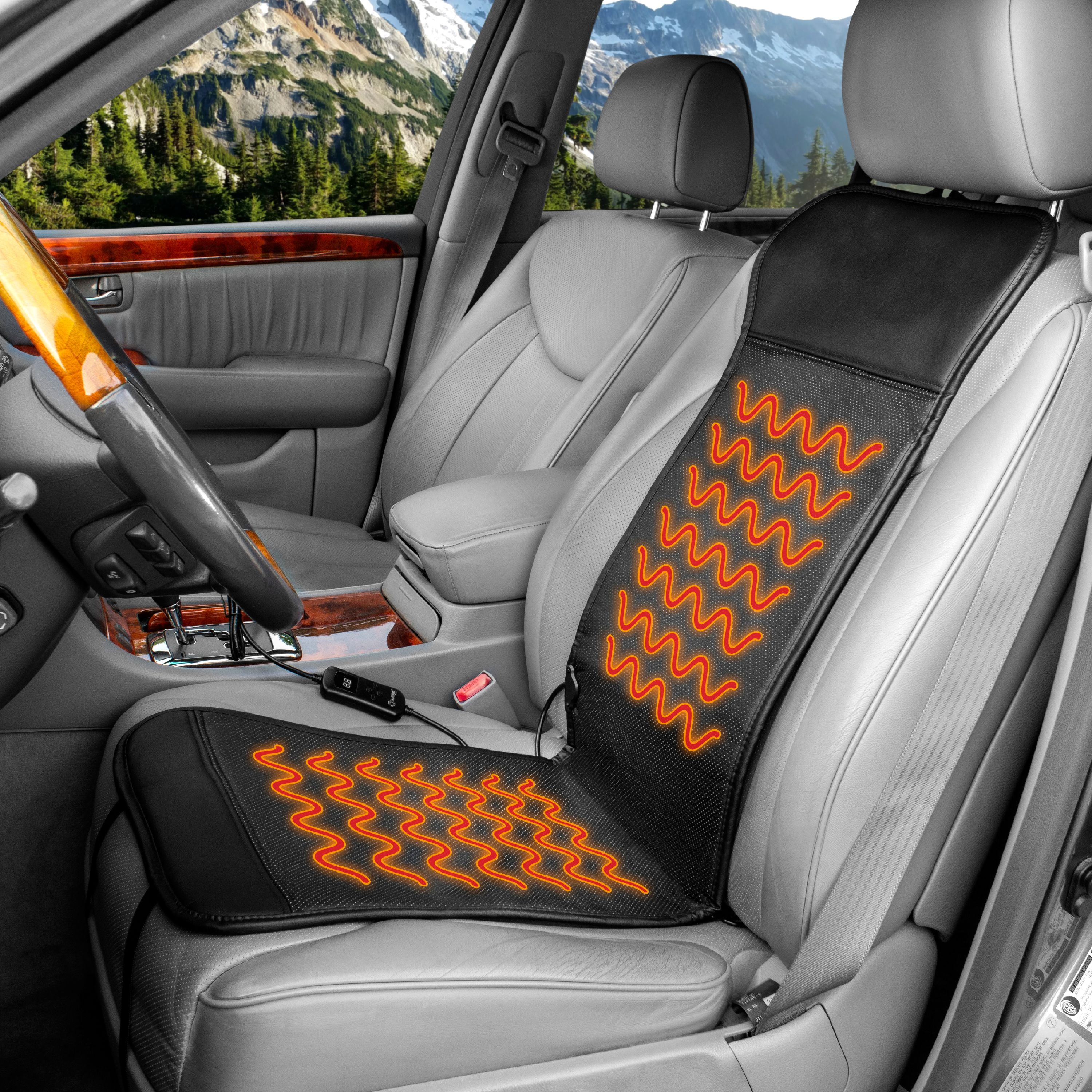 HealthMate Black Polyester Car Seat Cushion - 12-Volt Heated Cushion for Car  - Even Heating, Flexible Element for Comfort and Durability in the Interior  Car Accessories department at
