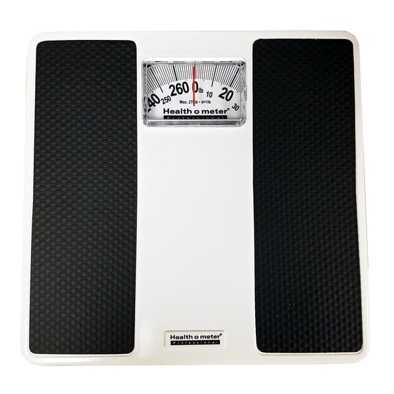 Health O Meter # 100LB Floor Scale, Dial Display, 270 lbs. Capacity, Black / White, Analog