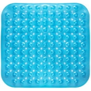 HealthSmart 18x18 Bathtub Mat, Non-Slip Shower Mat with Suction Cups and Drain Holes, Blue