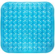 HealthSmart 18x18 Bathtub Mat, Reliable Slip Protection for Shower, BPA Free, Latex Free, DEHP Free, Drain Holes to Prevent Water Buildup, Blue