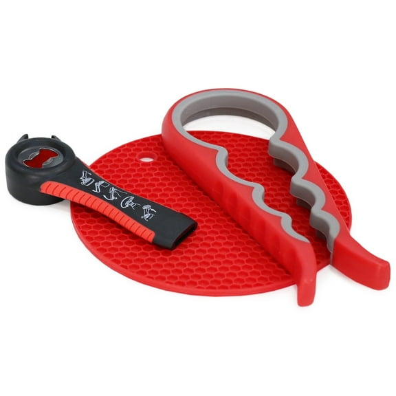 HealthSmart 3-Piece Universal Jar Opener Bundle, 4-in-1 Jar Opener, Silicone Non-SlipPad, 5-in-1 Bottle/Can Opener, FSA / HSA