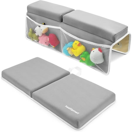 HealthSmart Baby Bath Kneeler and Elbow Rest Pad Set – Ultra-Thick, Toy Organizer Pockets, Non-Slip, Water-Resistant, Machine-Washable