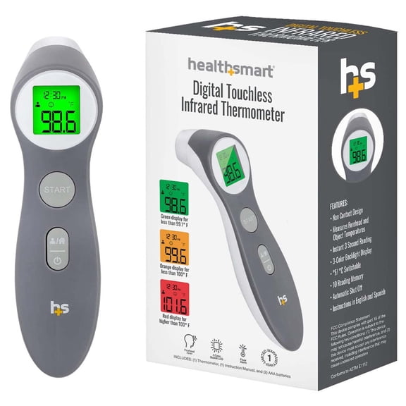 HealthSmart Digital Touchless Infrared Thermometer, white and gray