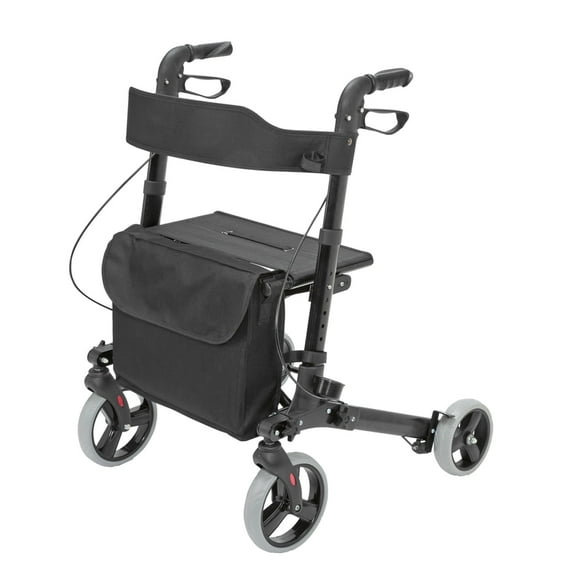 HealthSmart Gateway Aluminum Rollator, Black, 31"-36"H, 300 lb Capacity
