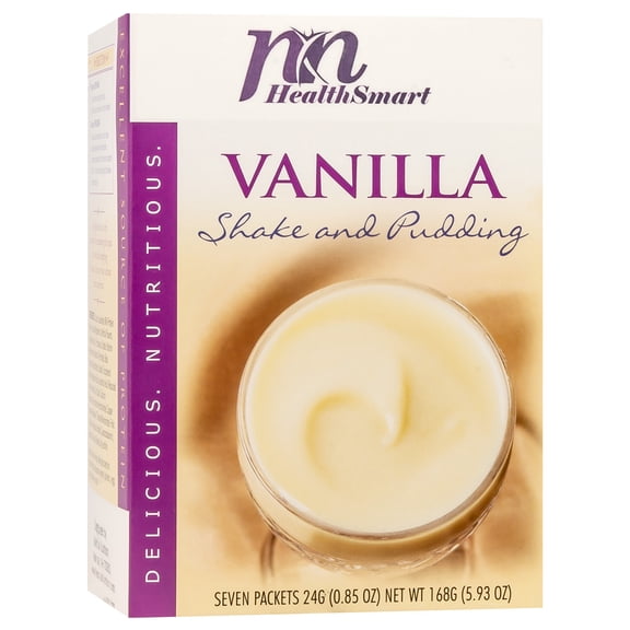 HealthSmart - High Protein Diet Pudding & Shake Mix - Vanilla - 15g Protein - Low Calorie - Low Carb - Fat Free - Gluten Free - 7/Box
