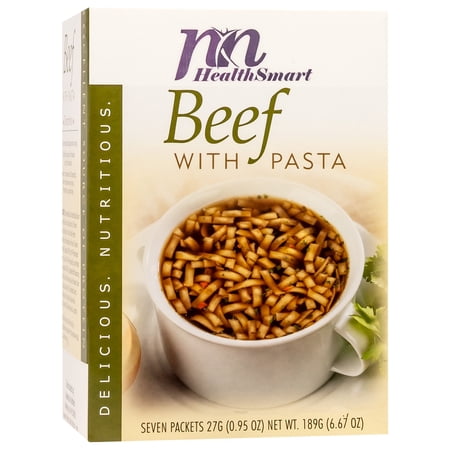 HealthSmart - High Protein Diet Soup - Beef with Pasta - 16g Protein - Low Calorie - Low Carb - Low Sugar - Fat Free - 7/Box
