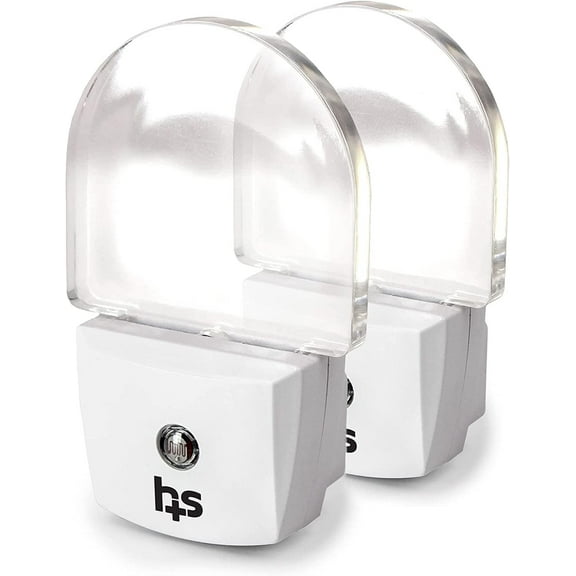 HealthSmart LED Compact Nightlight, Pack of 2, Warm Soft Light Technology, Automatic On/Off Sensor, Slim & Sleek Modern Design, White