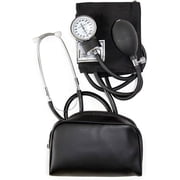 HealthSmart Manual Blood Pressure Monitor, Self Taking Blood Pressure Kit, With Cuff Size 13-17 Inches with Attached Stethoscope, Black, Adult Large