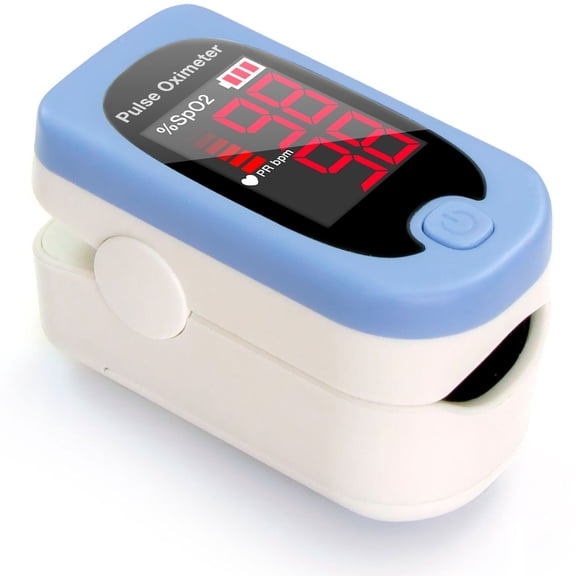 HealthSmart Pulse Oximeter for Fingertip, Displays Blood Oxygen Saturation & Pulse Rate, Batteries & Lanyard Included