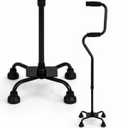 HealthSmart Adjustable Quad Walking Cane, Sit to Stand Walker, Black