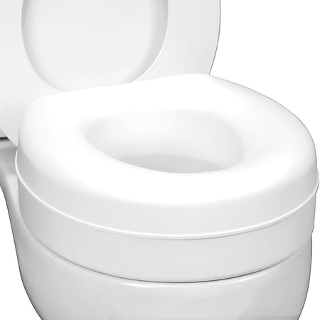 HealthSmart 5" Raised Toilet Seat Riser, Round, Slip-Resistant Pads, Portable Bathroom Safety Aid for Seniors, 300 lb Capacity