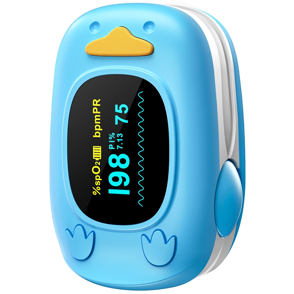 HealthTree Pulse Oximeter Fingertip for Kids and Children Blood Oxygen Saturation Monitor, Blue