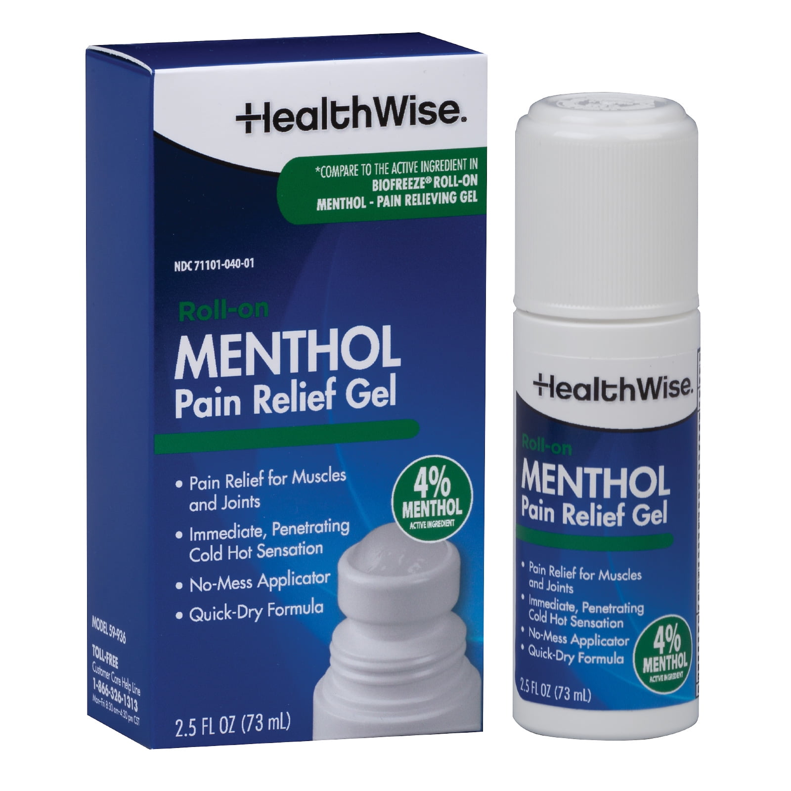 HealthWise 4% Menthol Roll-On | Cold Hot Sensation | Pain Relief Gel ...