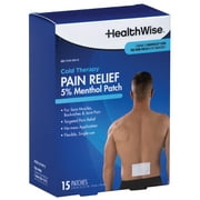 HealthWise Cold Therapy Menthol Pain Relief Patch | 5% Menthol | Back and Large Areas | 3.93” x 5.51” | 15-Count | Soothes Minor Aches and Pains | Topical Analgesic | Easy to Apply Flexible Adhesive