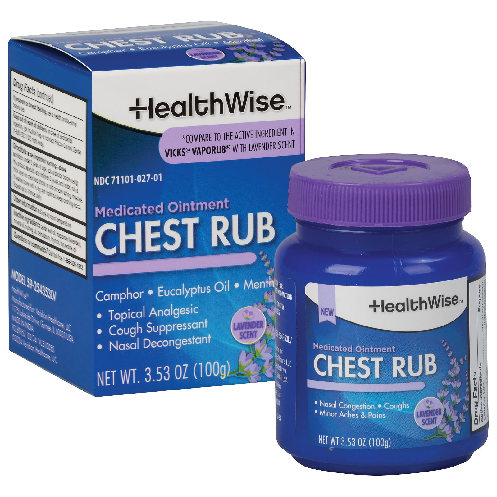 HealthWise Medicated Chest Rub Calming Lavender Scent Cough