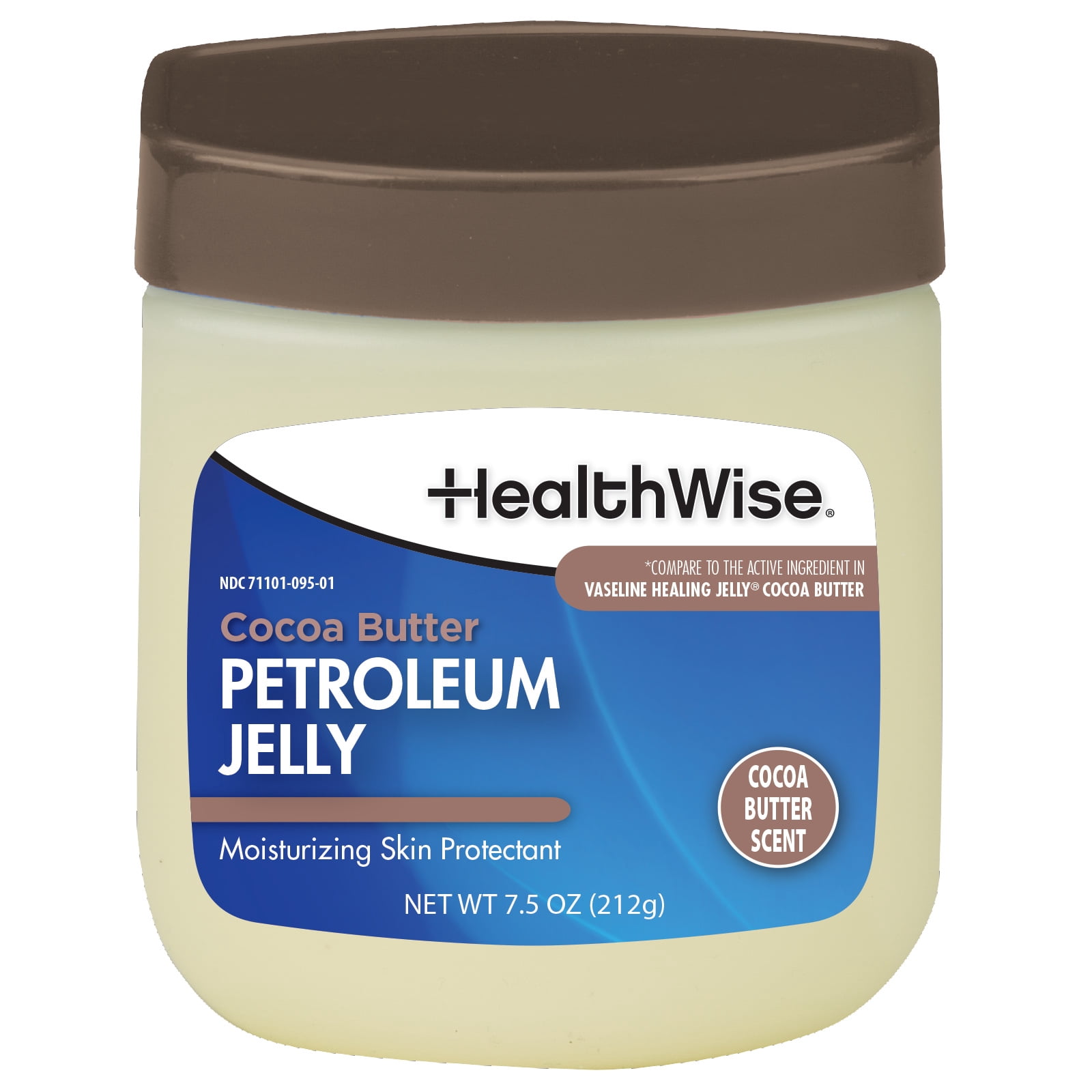 HealthWise Petroleum Jelly | Skin Protectant | Cocoa Butter Scent | Relieves Dry Skin | Protects Minor Cuts, Scraps, Burns | 7.5 oz. Jar
