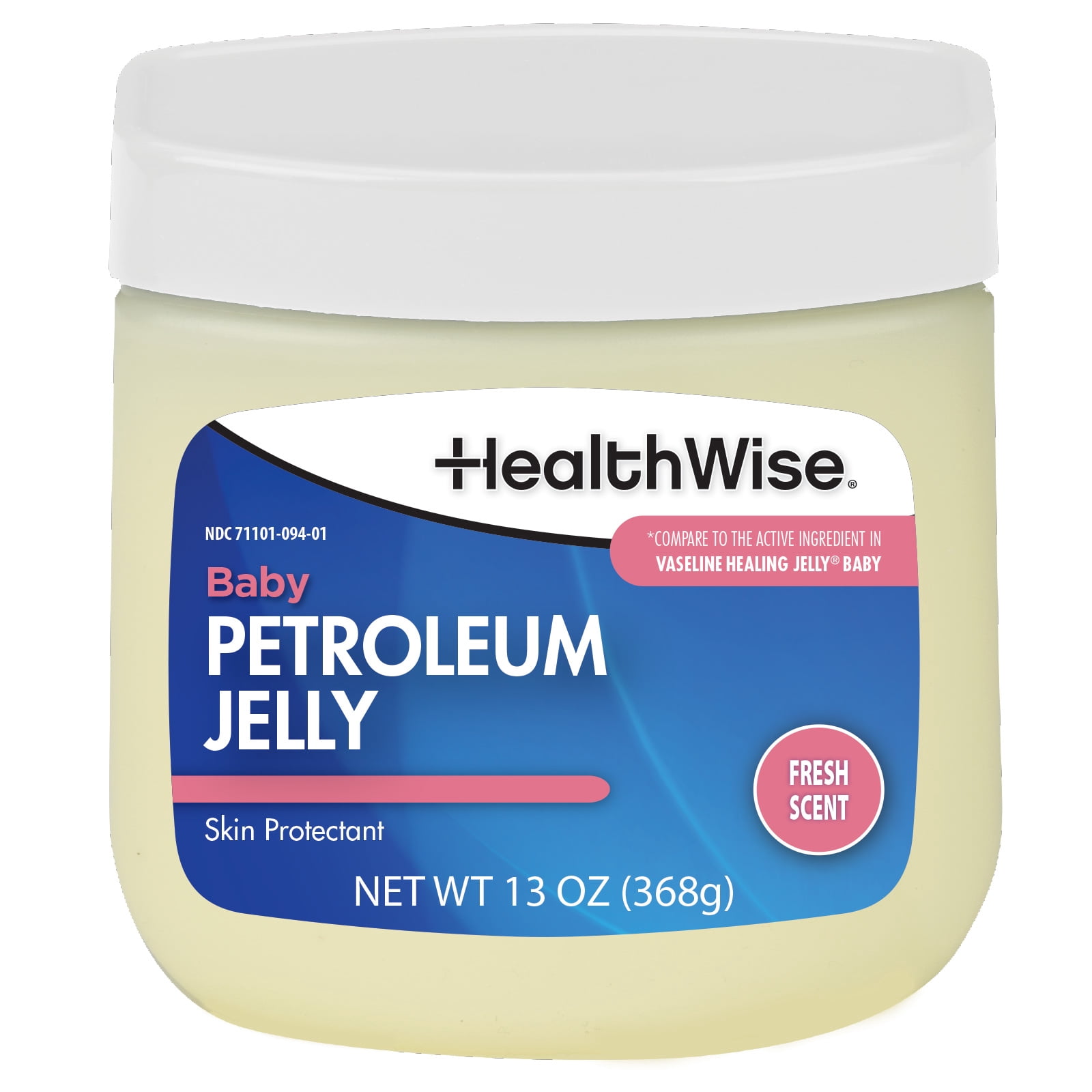 HealthWise Petroleum Jelly | Skin Protectant | Fresh Scent | Relieves Dry Skin | Protects Minor Cuts, Scraps, Burns | 13 oz. Jar