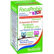 Healthaid FocusProbio for Kidz, Blackcurrant & Vanilla Flavor, 60 Chewable Tablets