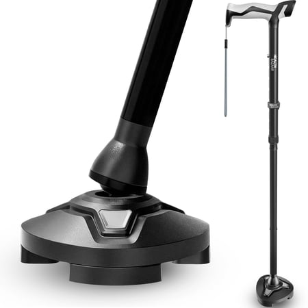 Healthbazaar Adjustable Folding Cane for Seniors, Black, Foldable,Tripod,Adjustable