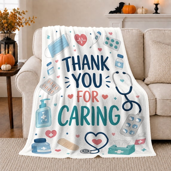Healthcare Appreciation Thank You, Dramatic Artistic Scene, Warm Flannel Blanket for Office and Dorm with Detailed Artwork, Nurses Thank You Gift, Artistic Home Decor