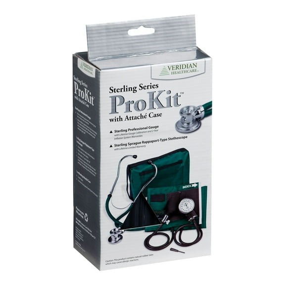 Healthcare Sterling ProKit Adjustable Aneroid Sphygmomanometer with Sprague Stethoscope, Adult, Teal