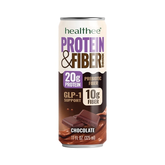 Healthee Protein & Fiber Drink, Chocolate – 20g Protein, 10g Fiber, Ready-to-Drink Protein Shake, No Artificial Sweeteners, 11 fl oz Can