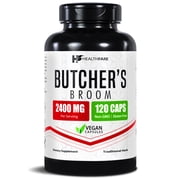 HealthFare Butchers Broom Supplement | Capsules Extract 2400mg | 120 Vegetarian Pills | Premium Herbal Root Supplement | Circulation & Vein Support | Non-GMO, Gluten-Free | Made in USA