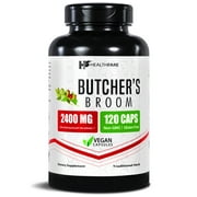 HealthFare Butchers Broom Supplement | Capsules Extract 2400mg | 120 Vegetarian Pills | Premium Herbal Root Supplement | Circulation & Vein Support | Non-GMO, Gluten-Free | Made in USA