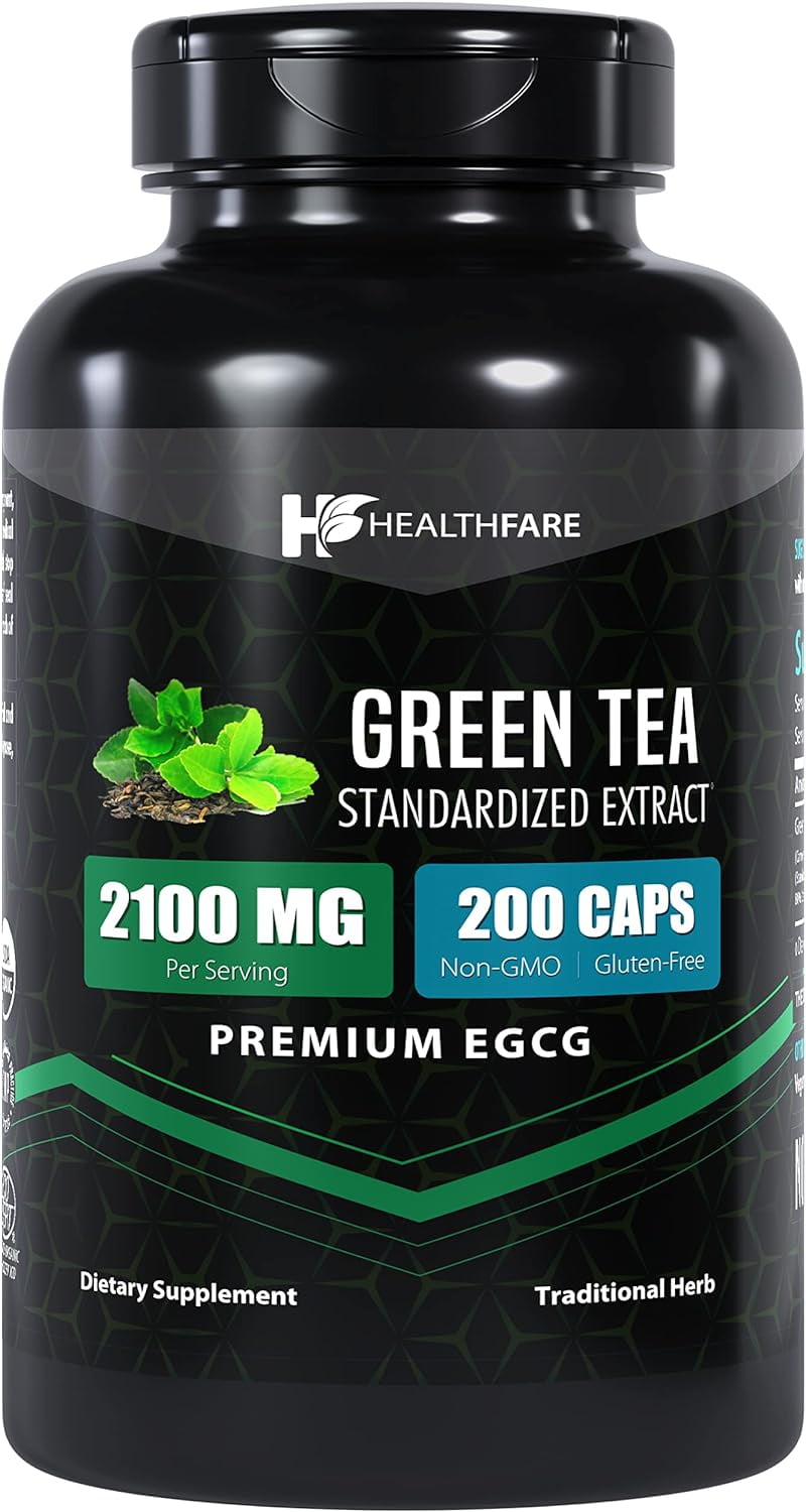 Healthfare ECGG Green Tea Extract 200 Capsules Standardized to