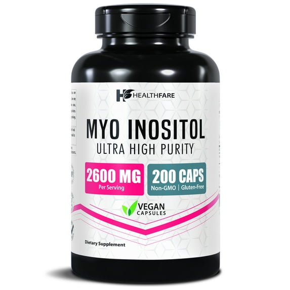 HealthFare Myo Inositol Supplement, 2600mg | 200 Veg Capsules | Ultra Strength | Healthy Ovarian Support for Women | Vitamin B8 for Women