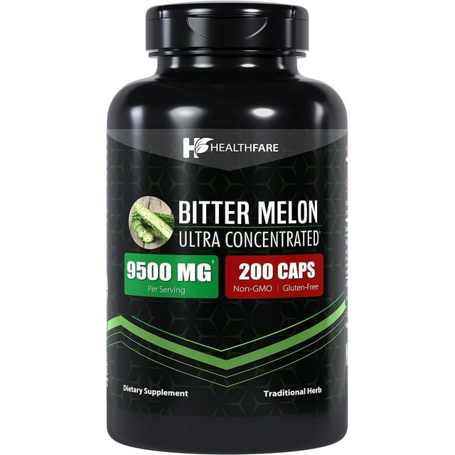 Healthfare Organic Bitter Melon Extract 9500mg 200 Capsules Ultra