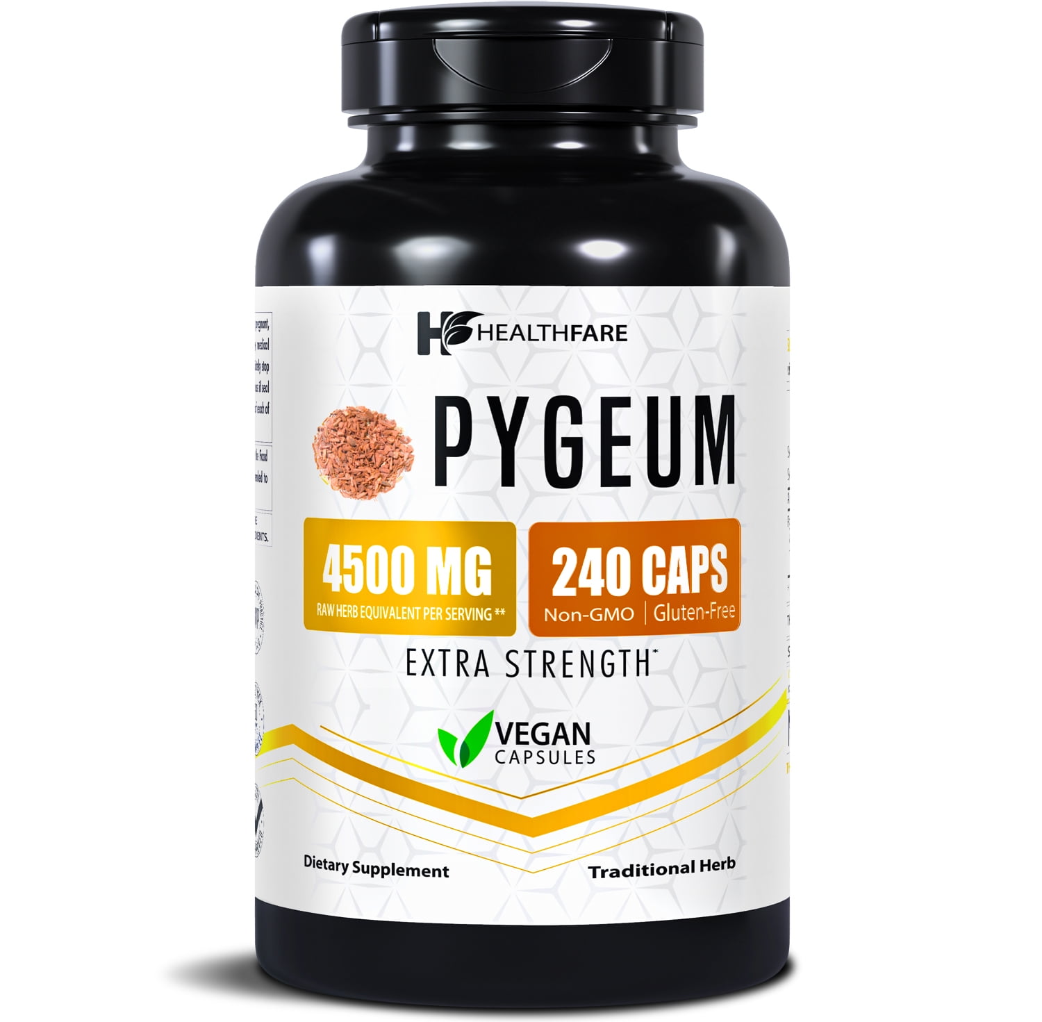 HealthFare Pygeum Africanum 4500mg | 240 Vegan Capsules | Ultra Standardized Bark Extract | Herbal Supplement | Non-GMO, Gluten-Free | Made in the USA