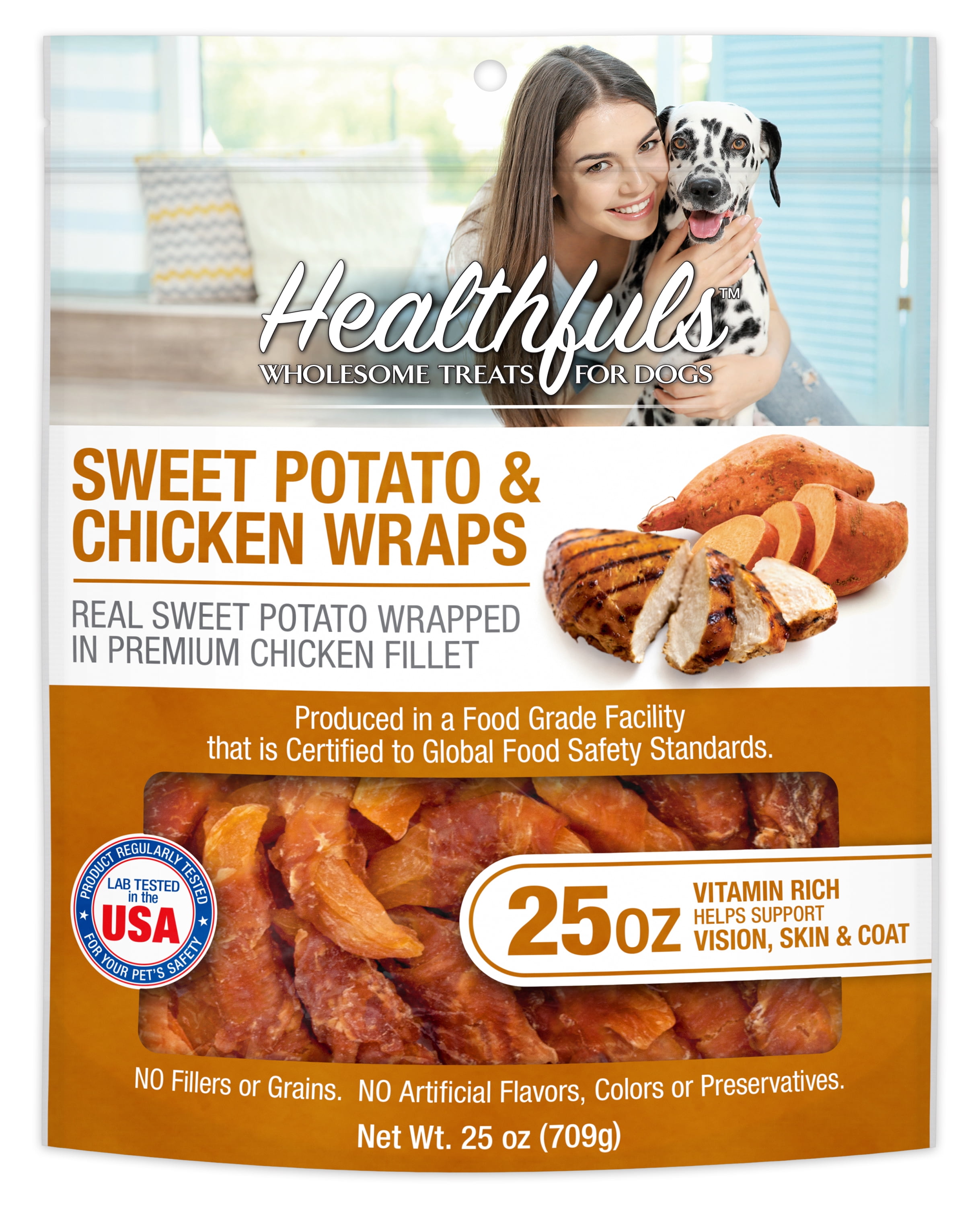 Healthfuls ChickenWrapped Sweet Potato Treats, 25 oz Healthy, Protein Rich Treats for Dogs