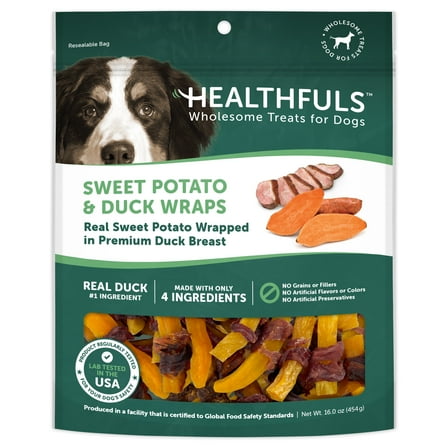 Healthfuls Duck & Sweet Potato Treats, 16 oz - Healthy, Protein Rich Treats for Dogs - Dog Chews