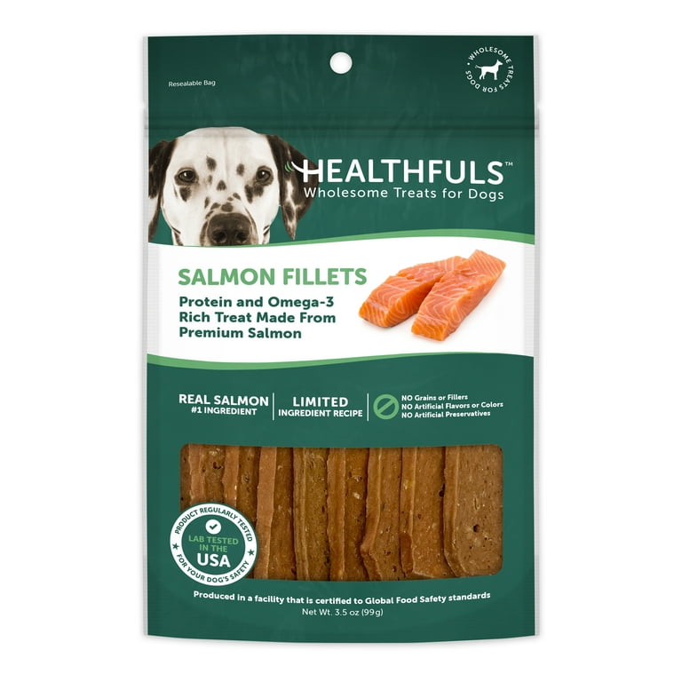 Healthfuls Salmon Fillet Dog Treats 3.5oz Soft and Chewy Dog Treats