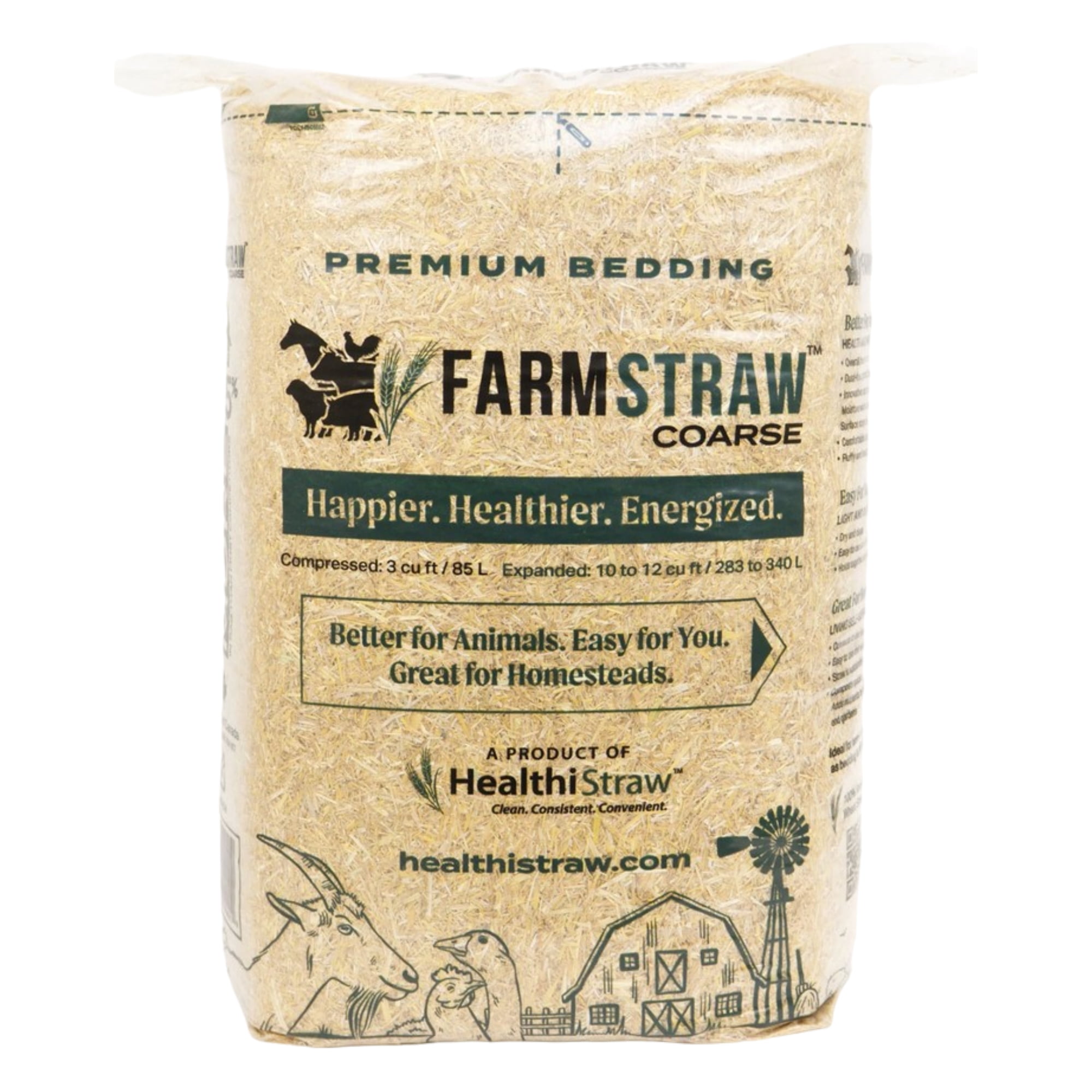 HealthiStraw FarmStraw Coarse Cut, 3 cu ft AllNatural Sustainable Wheat Straw Animal Bedding