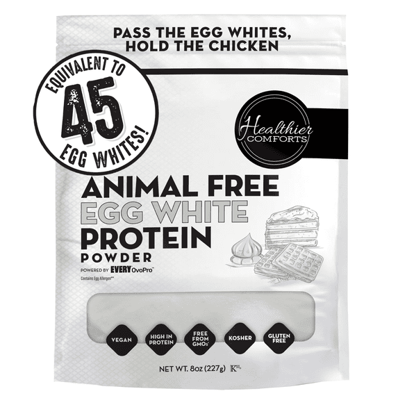 Healthier Comforts Animal-Free Egg White Protein Powder (8oz) | Unflavored | Vegan Egg Omelet, Angel Food Cake, Meringue, Shakes, Baking | Cholesterol-Free, Dairy-Free, High Protein