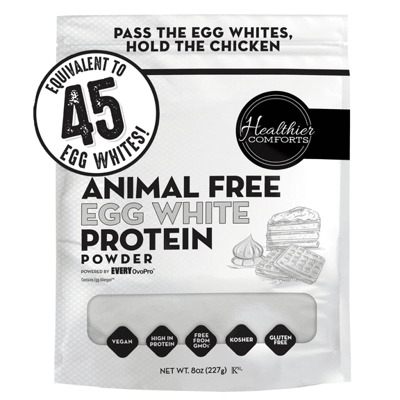 Healthier Comforts Animal-Free Egg White Protein Powder (8oz) | Unflavored | Vegan Egg Omelet, Angel Food Cake, Meringue, Shakes, Baking | Cholesterol-Free, Dairy-Free, High Protein