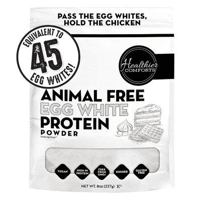 Healthier Comforts Animal-Free Egg White Protein Powder (8oz) | Unflavored | Vegan Egg Omelet, Angel Food Cake, Meringue, Shakes, Baking | Cholesterol-Free, Dairy-Free, High Protein