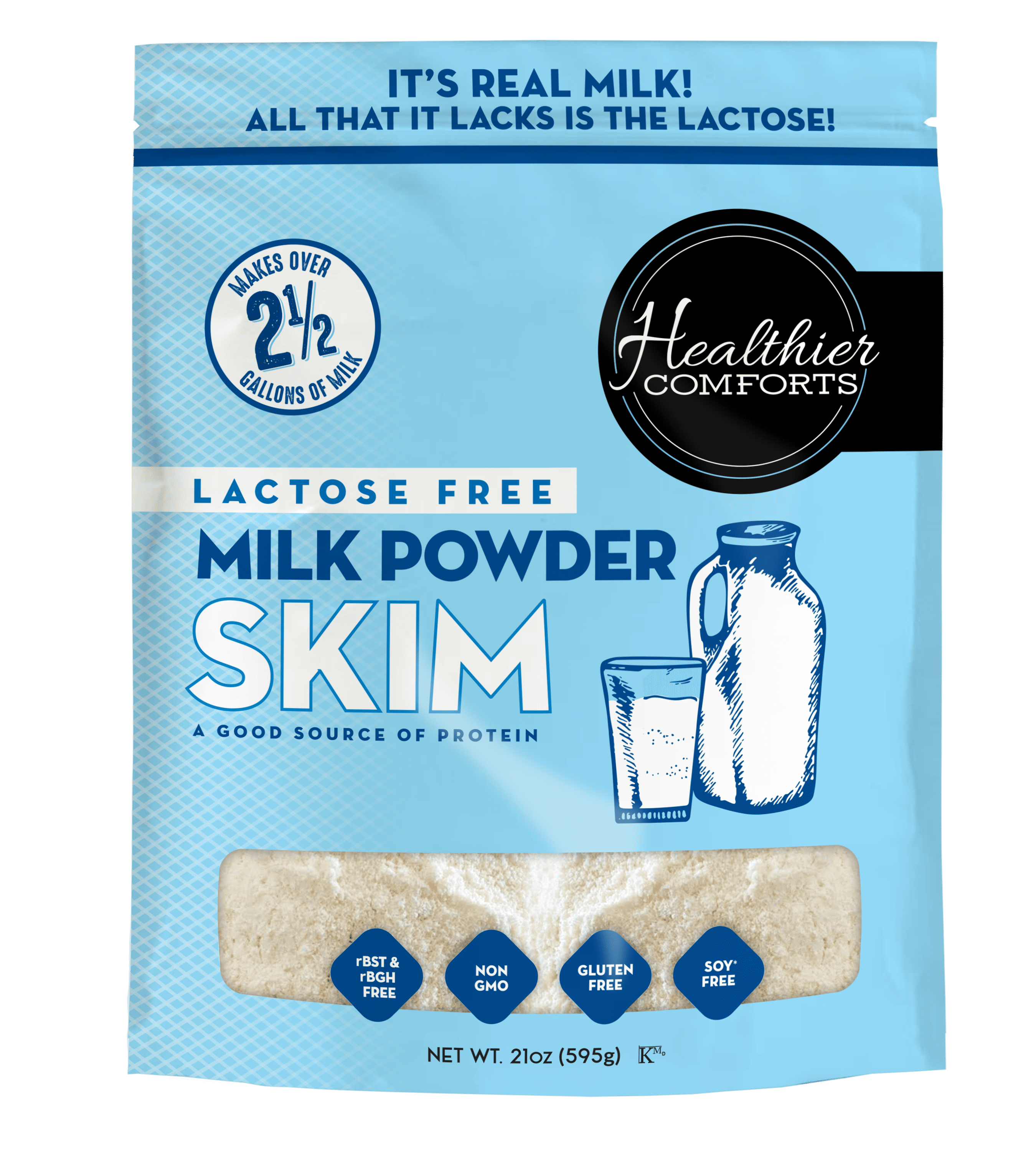 Healthier Comforts Lactose Free Skim Milk Powder 21oz