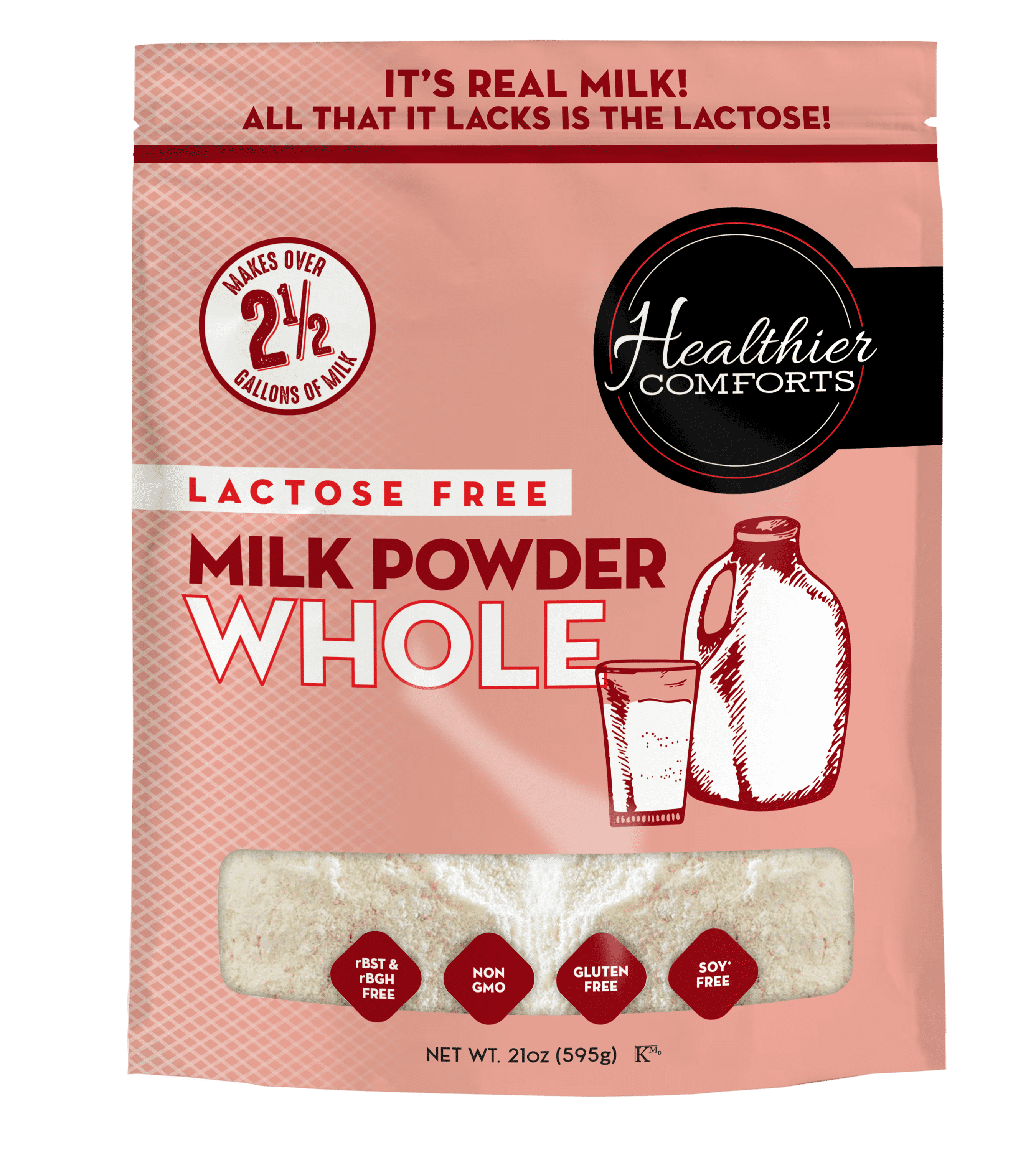 Healthier Comforts Lactose Free Whole Milk Powder 21oz