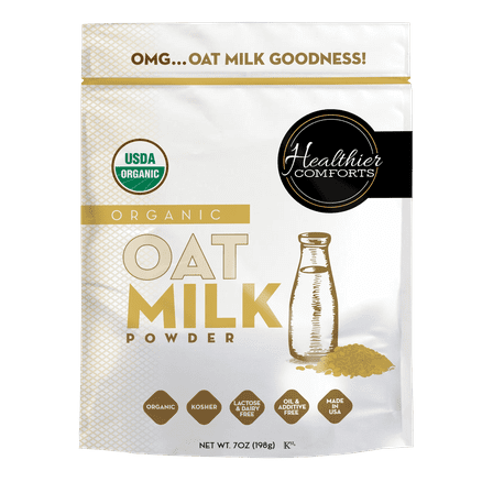 Healthier Comforts Organic Oat Milk Powder 7oz | Natural and Plant Based Milk with a Clean Formula | Gluten-Free, Vegan, USDA Organic Certified, Non-GMO, Dairy Free, and Lactose Free Milk Powder