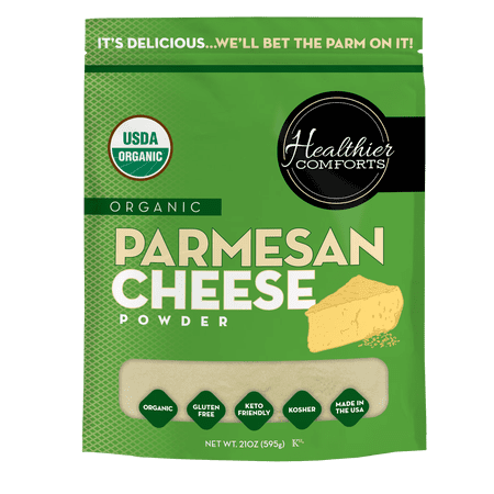 Healthier Comforts Organic Parmesan Cheese Powder 21 oz | Gluten Free, Kosher, Keto-Friendly, Non-GMO, Antibiotic & Hormone Free | Perfect for Popcorn Seasoning, Pasta, Pizza & Sauces