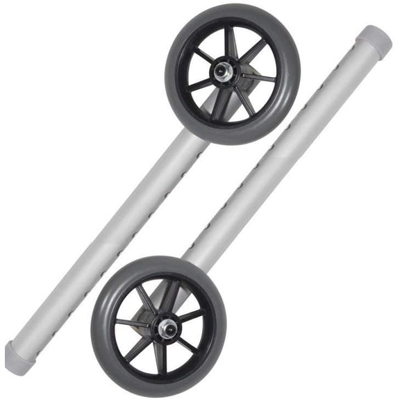 Healthline 5 inch Universal Walker Wheel Kit with Ski Glides for Folding Medical Walkers