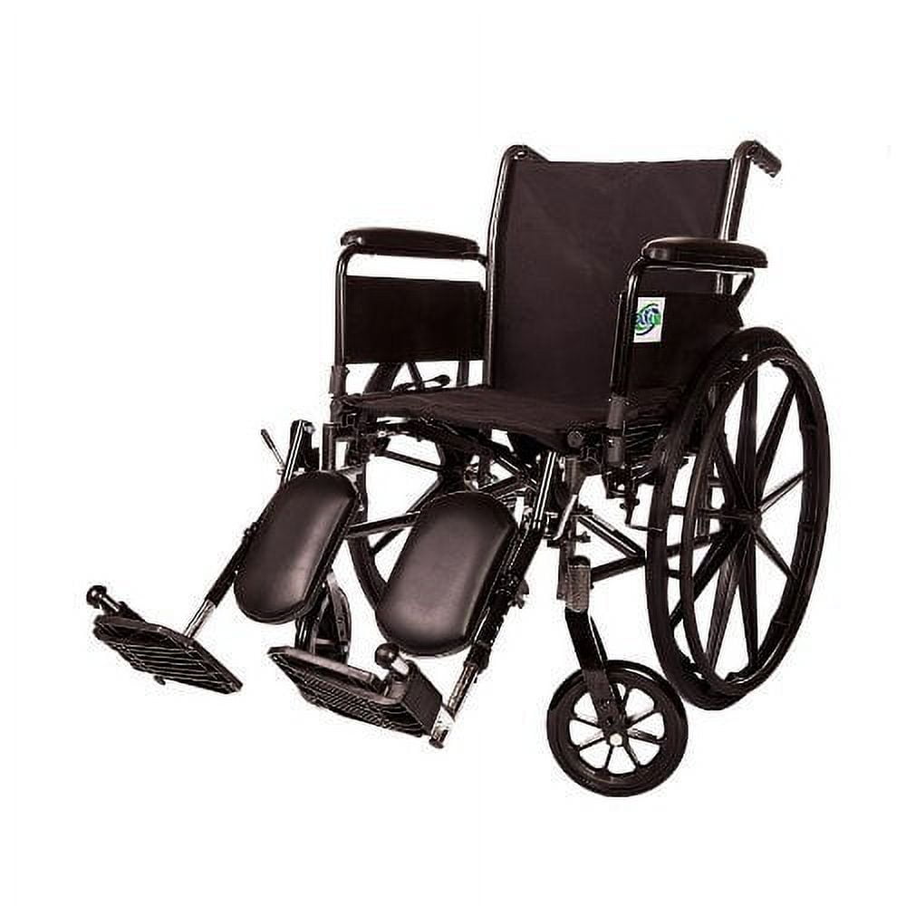 Healthline Lightweight Folding Transport Wheelchair, Ultra Light Manual Medical Wheelchair, Comfortable Detachable Full Arm and Removable Elevating Legrests, 20 Inch