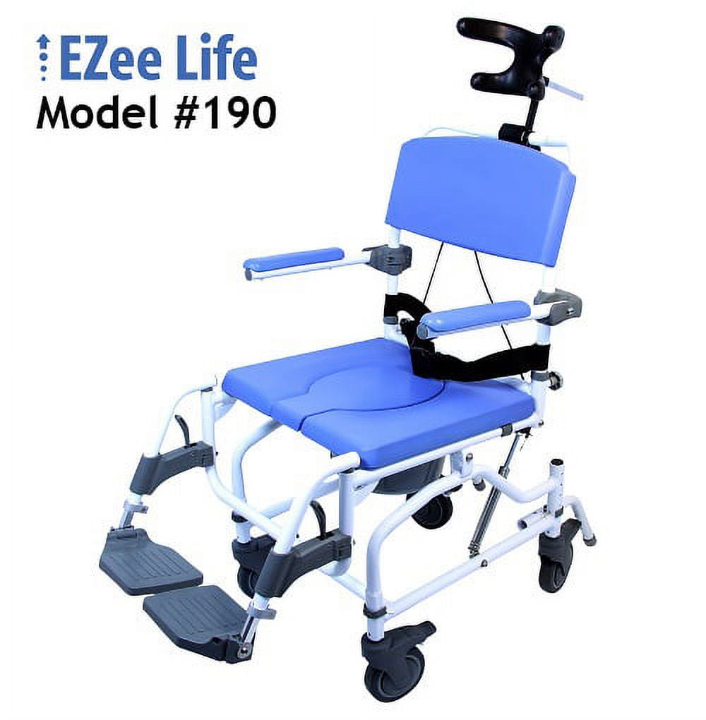 EZee Life 18" Blue Aluminum Tilt Shower Commode Chair