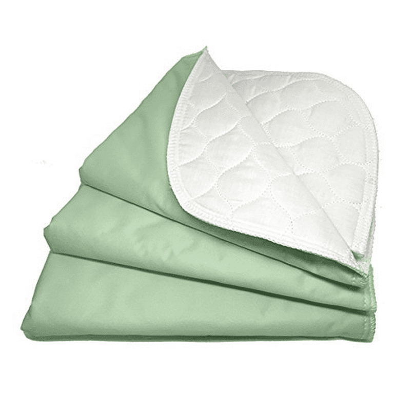 Healthline Reusable Underpads, Washable Reusable Incontinence Bed Underpads  for Adults, Kids, Pets  Wheelchairs Pad Cover, Waterproof Chair Protector  Pads, Small Bed Pad, 18'' X 18'', Green, 3/Pack 