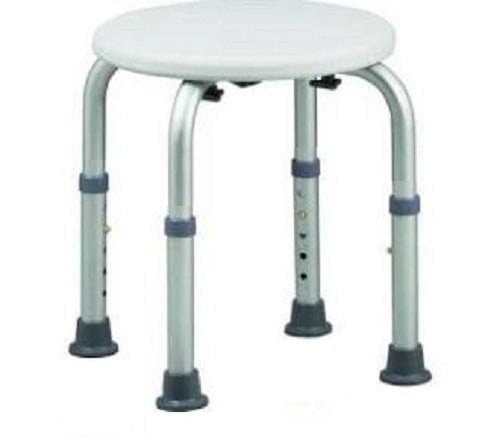 Healthline Trading Round Stool Bath Bench Adjustable Height, Lightweight Compact and Small Chair for Shower, with Non-Slip Seat, White