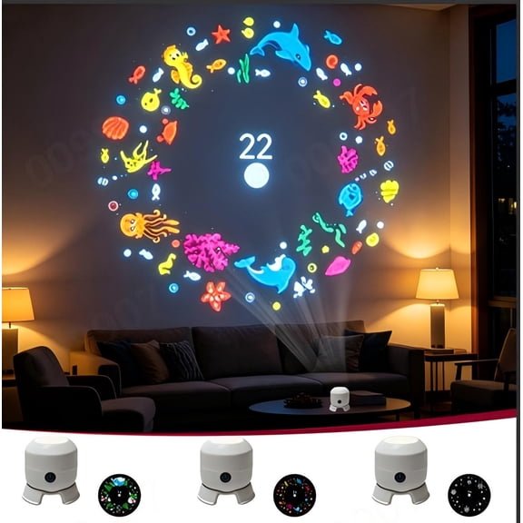 Healthloop Christmas Halloween Projection Light, 7-Color Rotating LED Holiday Indoor Decor Lamp