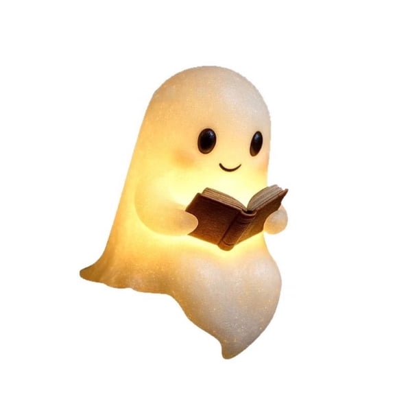 Healthloop Halloween Ghost Reading LED Night Light, Cute Resin Book Lover Desk Lamp for Home